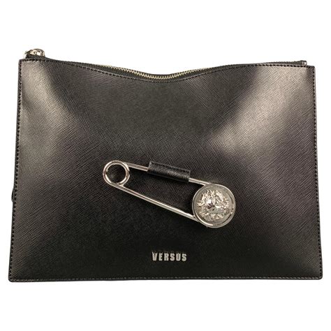 versus versace safety pin clutch bag|VERSUS by GIANNI VERSACE Black Leather Safety Pin Wristlet .